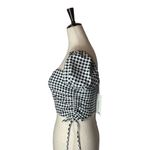 Likely Shirt Women Small Black White Gingham Cavanaugh Puff Sleeve Crop Peasant Photo 4