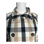 Ann Taylor  Medium Weekend Collection tan black cream Plaid Short Trench Coat Photo 7