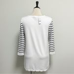 White House | Black Market Stripe 3/4 Sleeve Faux Pearls Sliding Seams Top *DEFECT Photo 4