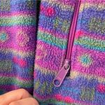 Vintage 90s LL Bean Purple Printed Fleece Zip Up Sweater, Size Medium Pink Photo 7