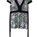 AB Studio  Women's Deep V neck Short Sleeve Blouse‎ Multicolor Floral Size Small Photo 2