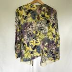 Ann Taylor LOFT floral yellow purple button down cardigan women's size XL Photo 5