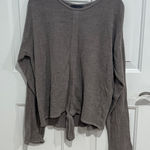 Barefoot Dreams  Cozy Brown Tie-Front Sweatshirt Photo 0