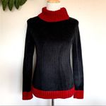 Vintage Black Chenille Zippered Turtleneck Sweater S Photo 2