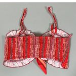 Red Striped Shirred Bow Tank Crop Top Shirt Blouse Size M ❤️♥️ Size M Photo 2