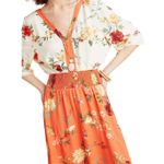Farm Rio Kiera Kimono Maxi Dress Orange and White Floral Small Photo 2
