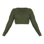 Pretty Little Thing NWT Plus Khaki Green Cropped Rib Knit Sweater Jumper Size XXXL Photo 1