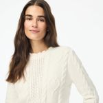 J.Crew NEW Cable-Knit Hearts Crewneck Sweater Women White Small Preppy Capsule Photo 7