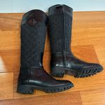 Tory Burch  Black Two Tone Mixed Media Leather Riding Boots Equestrian size 5.5 M Photo 7