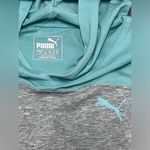 Puma Women’s Long Sleeve Shirt Hooded Gray Blue Runched Top Size Large Photo 2