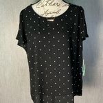 CeCe Black and White Polka Dot Short Sleeve Top Size XL Photo 0
