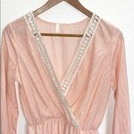 Sage  Bell Sleeve Orange White Deep V-Neck Mini Dress Photo 1