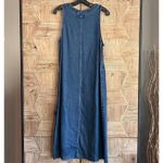 Amy K Su Womens Denim Blue Tencel Maxi Dress Size XS Petite Y2K Photo 4