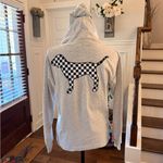 PINK - Victoria's Secret  NWOT Checkered Dog  L/S Gray Hoodie w/ Front Pocket Photo 1