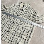 EXPRESS  Shacket Women's Large Off-White Black Checkered Long Sleeve Button Front Photo 6