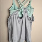 Athleta Women Size Medium Grey & Mint Green Energize Strappy Bra Tank Top Photo 4
