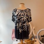 JM Collection  Navy and White Floral Blouse Photo 1