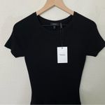 Theory NWT Pleat Tee Dress Black Prosecco Knit Fit & Flare Dress Size P / 0 - 00 Photo 4
