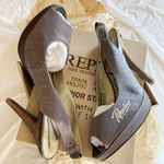 Replay women's 40 EU rough linen sling back stiletto heel MARIA open toe pumps Brown Size 9 Photo 0