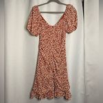 ASTR  The Label Orange and White Floral Ruched Ruffle Dress Small Photo 3