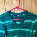 basic editions  green striped sweater sweater size small Photo 1