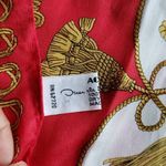 Oscar de la Renta  Gold Tassle Red Chic Old Money Delicate Feminine Silk Scarf Photo 2