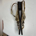 Talbots Metallic Gold Leather Braided Crisscross Straps Flat Sandal Narrow Sz 8 Photo 1