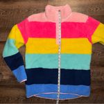 Crown & Ivy  Rainbow Striped Fleece Pullover Mock Neck 1/3 Snap Size Small Photo 5