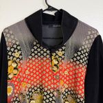 Moonlight  Y S Fashion Top Womens Black Oriental Floral Asym Slit Button Open Photo 1