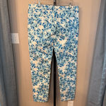 Garnet Hill  Floral‎ Jeans Blue White Size 12 Photo 3