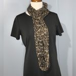 Adrienne Landau  Brown & Tan Animal Print Silk Infinity Scarf Vintage Sheer 40” Photo 1