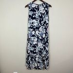 J. Jill Midi‎ Dress PM Navy Blue Floral Shift Ruffle High Low Hem Petite Medium Size undefined Photo 5