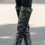 kim rogers New  Black Tall Boot Silver Hardware SZ-9 Photo 0