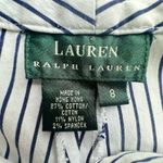 Ralph Lauren Lauren  White Blue Striped Straight Pants Stretch High Rise Womens 8 Photo 7