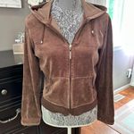 Daisy Fuentes Retro Y2K Brown Velour Zip Hoodie Lace Trim Photo 11