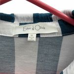 Eden & Olivia  Short Sleeve Blue White Striped Button Up Tie front Pocket Shirt M Photo 9