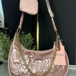 Juicy Couture  Dusty Blush Half Moon Quilted Crossbody Bag w Coin Purse NWT Gold Photo 0