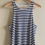 J.Crew FormKnit High-Neck Cutaway Dress Womens Size L Navy Stripes Preppy Photo 2