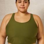 Old Navy  PowerSoft Olive Green Cropped Tank Sports Bra Top Medium Support Photo 0
