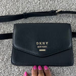 DKNY  New York Black Belt‎ Bag Crossbody Clutch Small Purse Minimalist Concert Photo 0