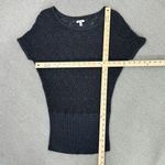 Cache Crochet Sheer Knit Topper Sweater Dark Grey Medium Dolman Cap Sleeve Photo 10