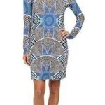 Mara Hoffman Black&Blue Geometric Star Long Sleeve Shift Dress Sz.S Photo 0