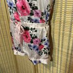Victoria's Secret Pale Pink Striped Floral Silk Feel Romper Pajamas One Piece M Photo 8