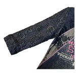 Edista Floral Lace Mixed Fabric Velvet Burnout Long Sleeve Graphic Blouse Large Black Photo 5