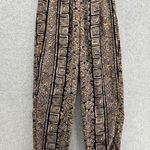 Melrose Studio Women's Pull On Pants Tribal Print Large Drawstring Brown Vintage Photo 1