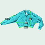 Nike Women's Cropped Fleece Half Zip Jacket Large Teal Athleisure Sporty Street Photo 8