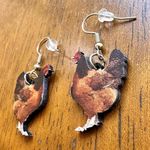 Rooster Earrings Chicken Farm Animal Eggs Pet New Hens Farmer Foul Chick Brown Photo 4