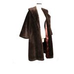 Vintage 1960s Brown Faux Fur Coat Open Front Formal Union Made Size Medium Photo 2