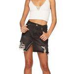 Free People black distressed mini relaxed denim Jean skirt - loose 26 ($60) Photo 2