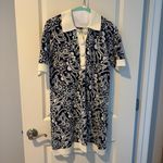 Ramy Brook NWT Erin Knit Printed Collared Blue & Cream Mini Dress | M Photo 2